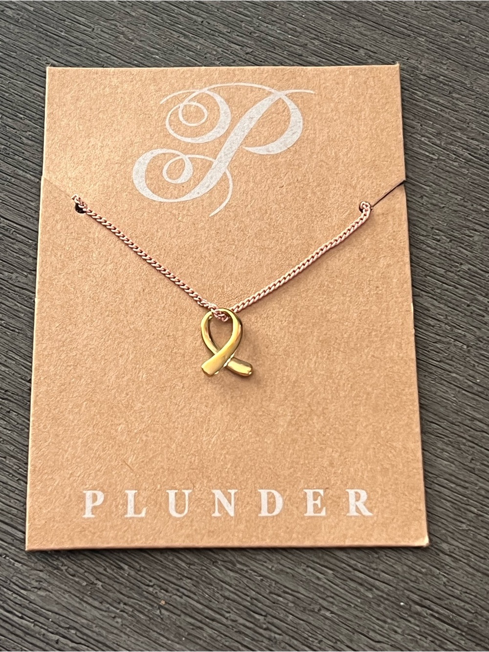 Plunder Pink Powder coated Awareness gold Ribbon Necklace NWT Hypoallergenic - Picture 6 of 7